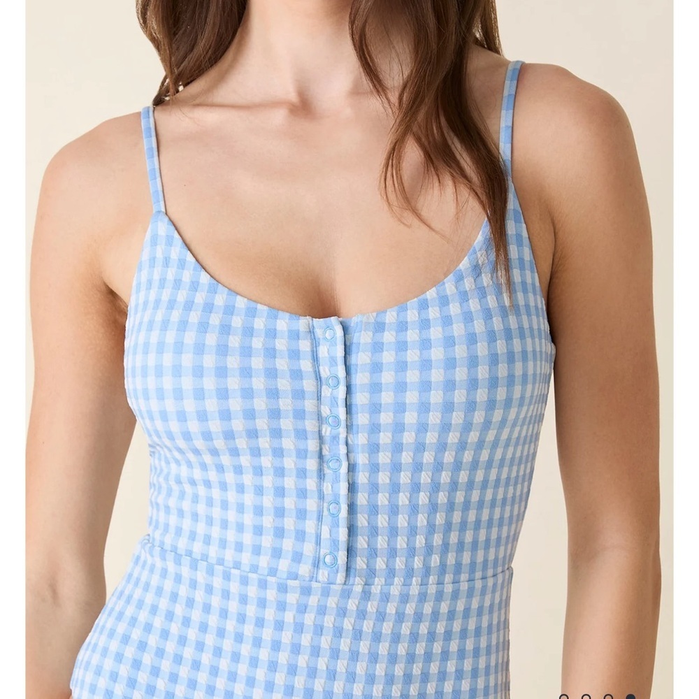 Andie Light Blue Gingham One-Piece Swimsuit - Picture 5 of 10